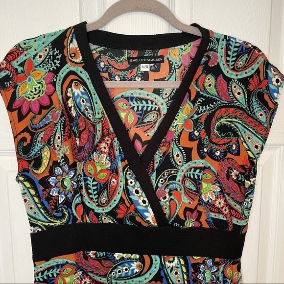 SHELLEY Klassen Paisley Colourful Printed Mini Dress Large - Picture 2 of 7